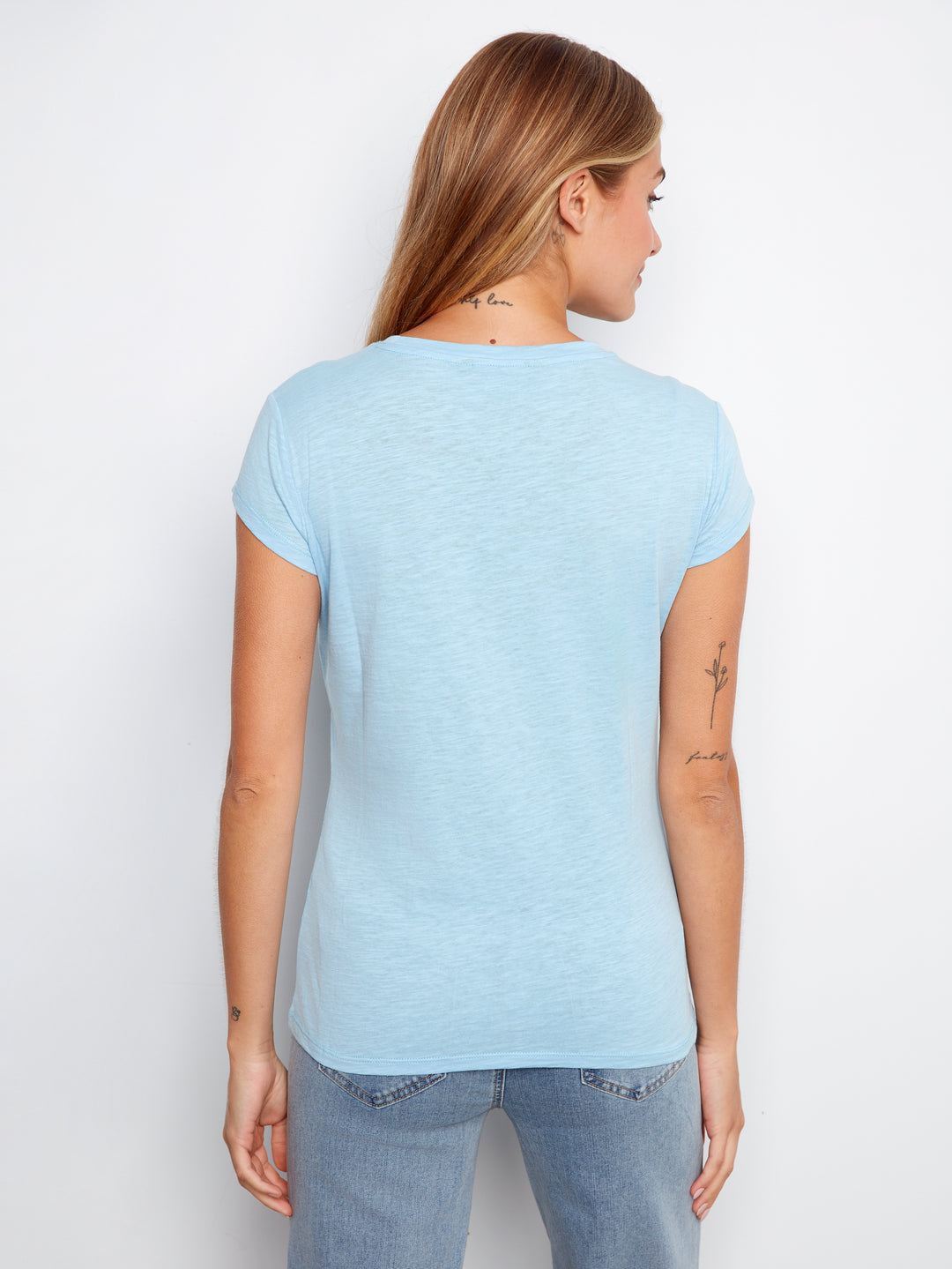 Charlie B Organic Cotton T-Shirt With Heart Cut-Out Detail - Bluebell