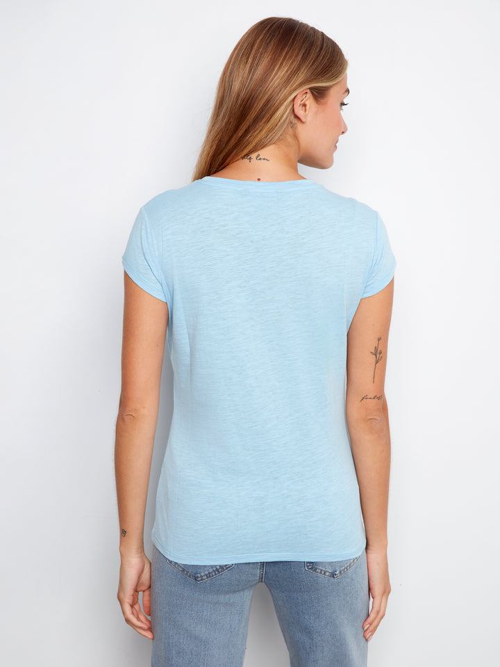Charlie B Organic Cotton T-Shirt With Heart Cut-Out Detail - Bluebell