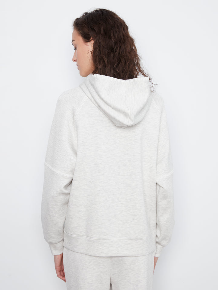 Charlie B Raglan Sleeve Hoodie with Blanket Stitch - Light Grey