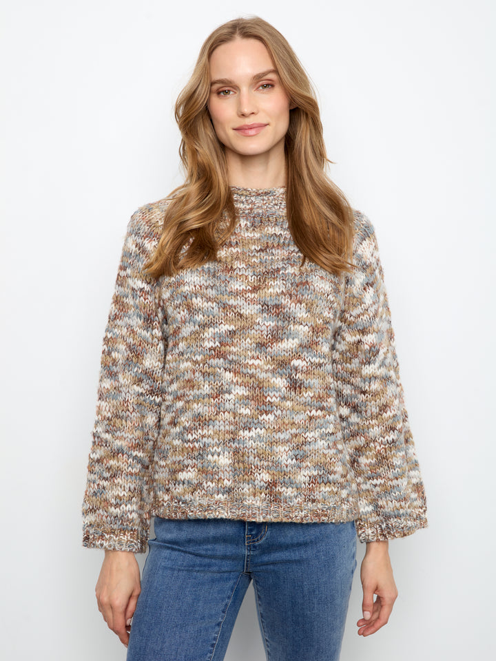 Charlie B High Neck Space Dyed Knit Sweater - Verveine