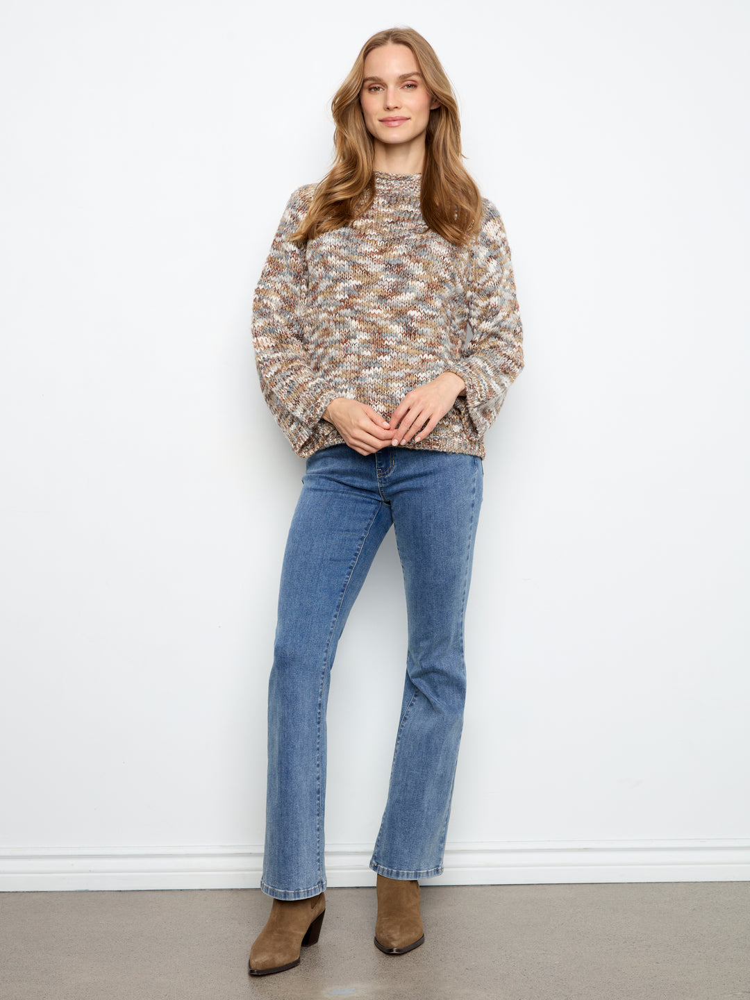 Charlie B High Neck Space Dyed Knit Sweater - Verveine