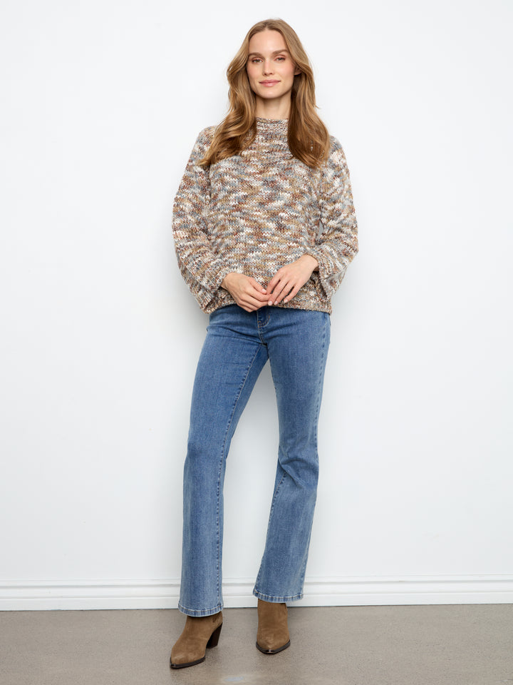 Charlie B High Neck Space Dyed Knit Sweater - Verveine
