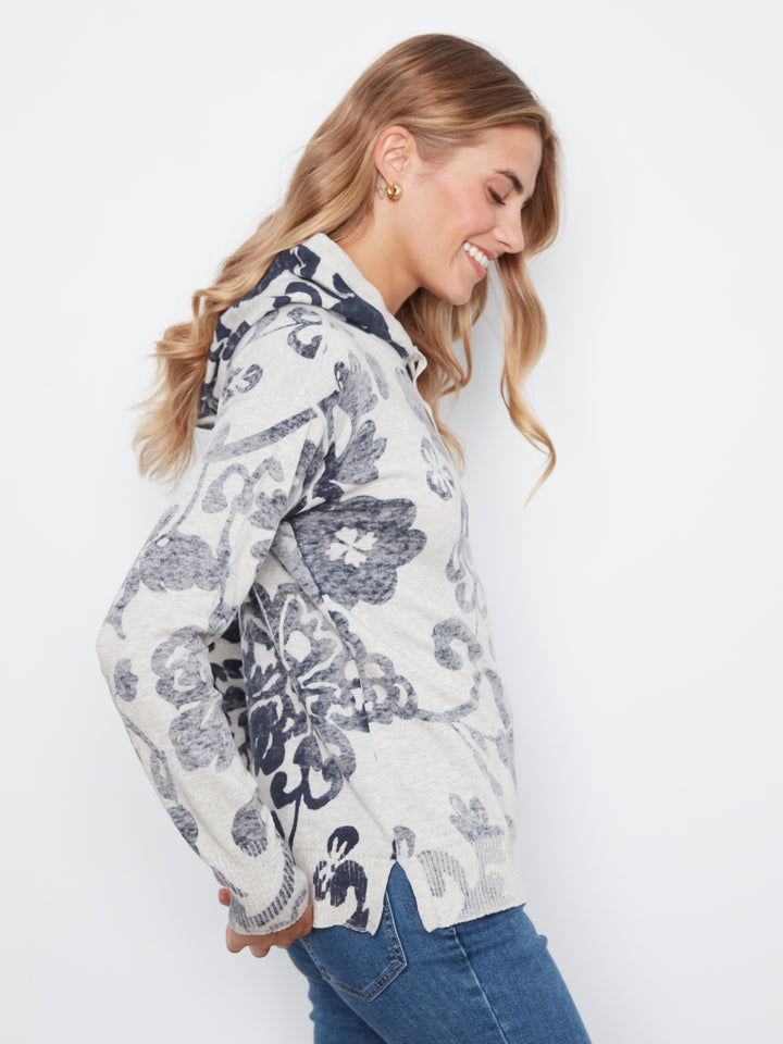 Charlie B Long Sleeve Printed Popover Sweater - Lovely