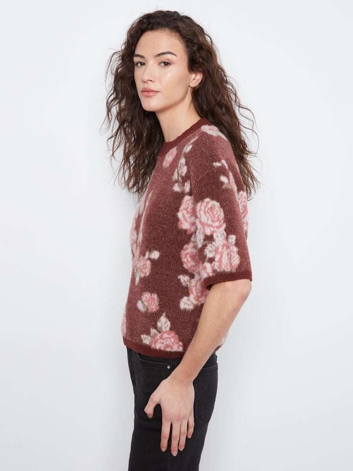 Charlie B Elbow Sleeve Jacquard Sweater - Rosette
