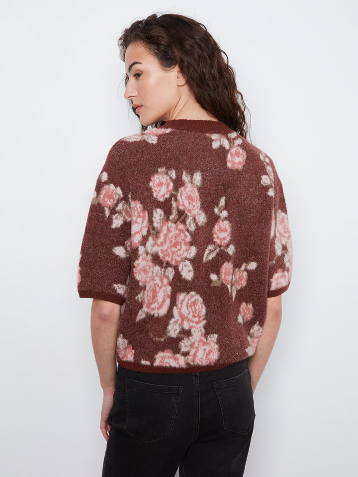 Charlie B Elbow Sleeve Jacquard Sweater - Rosette