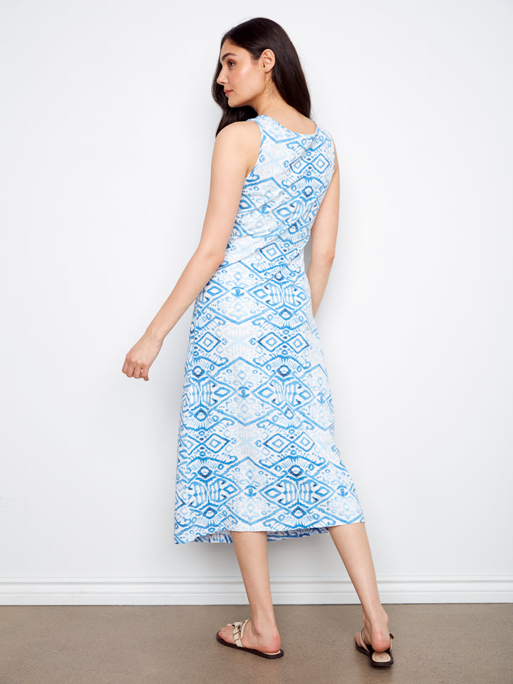 Charlie B Printed Cotton Slub Dress With Faux Knot Detail - Border