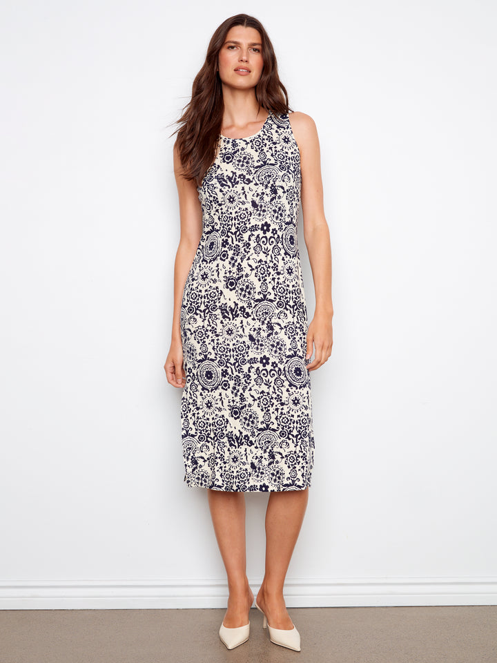Charlie B Sleeveless Scoop Neck Long Knit Dress - Baroque