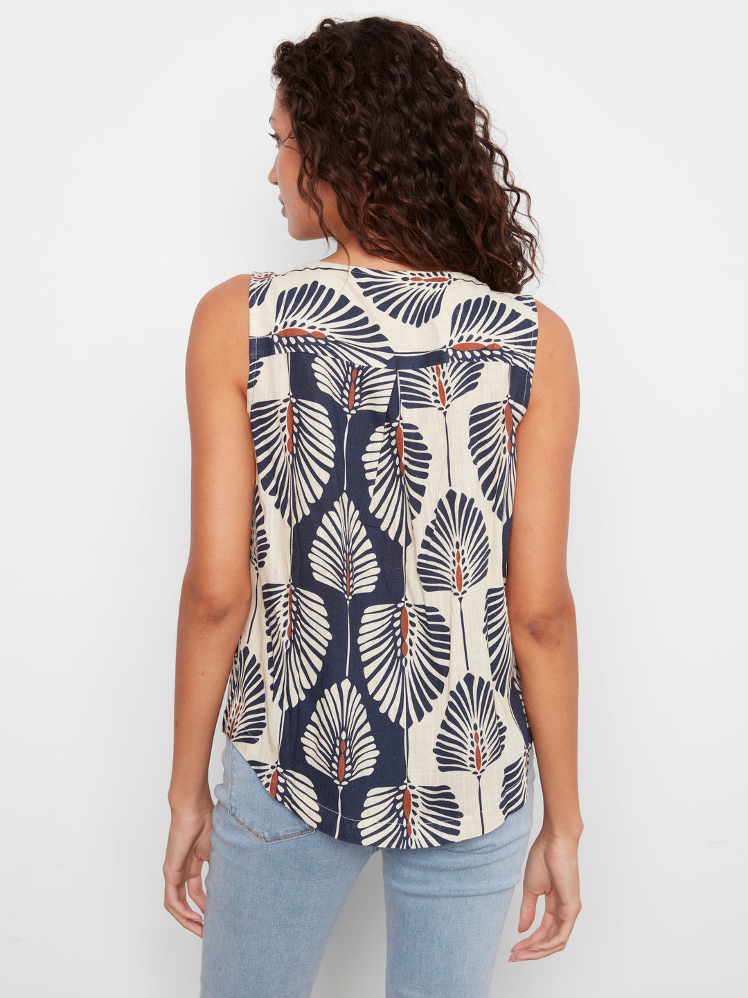 Charlie B Printed Sleeveless Linen Blouse - Tahiti