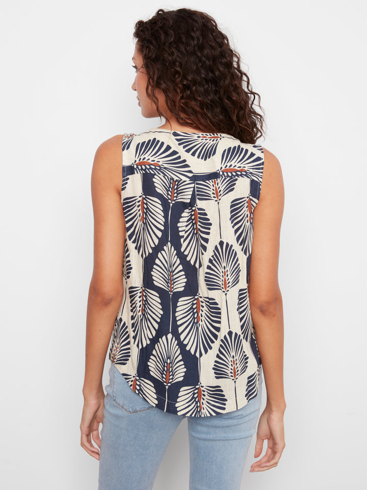 Charlie B Printed Sleeveless Linen Blouse - Tahiti