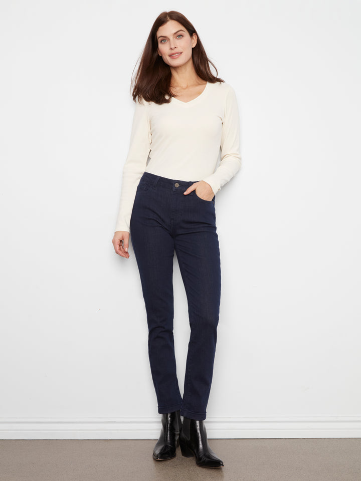 Charlie B 5 Pocket Stretch Denim Pants - Blue Black