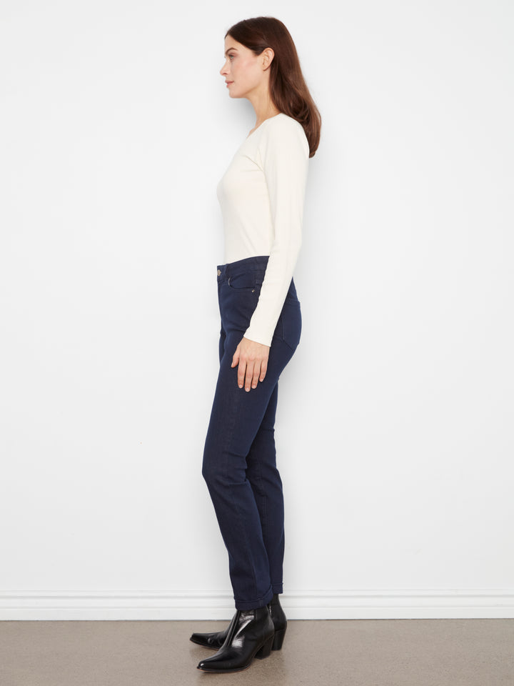 Charlie B 5 Pocket Stretch Denim Pants - Blue Black