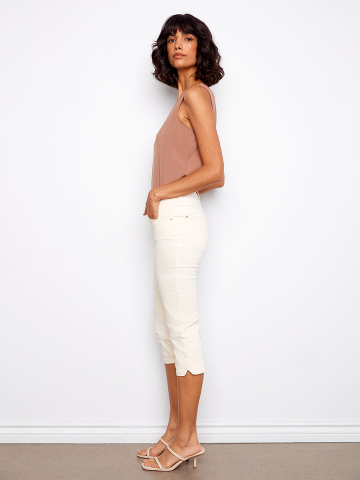 Charlie B Twill Capri Pants - Natural