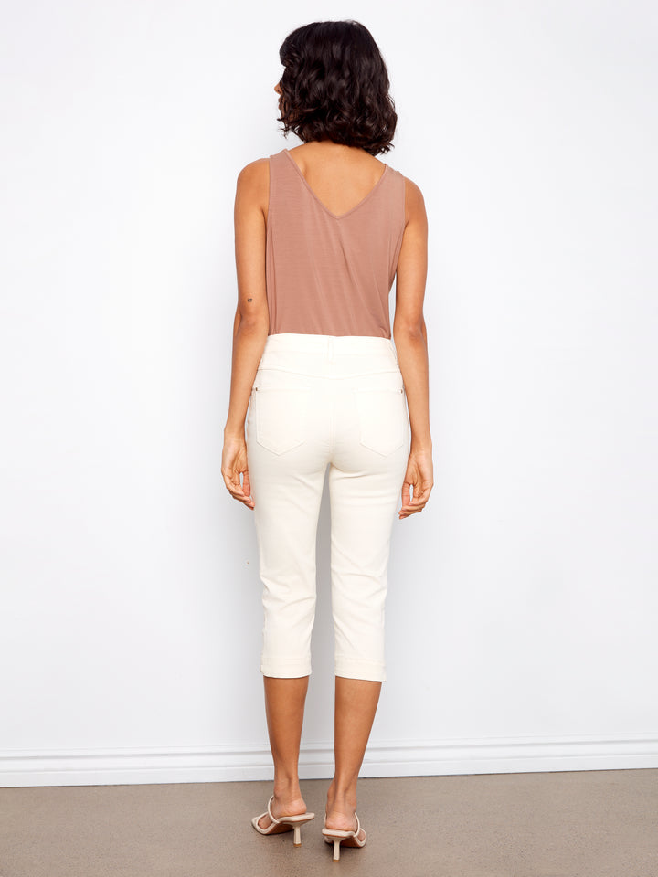 Charlie B Twill Capri Pants - Natural