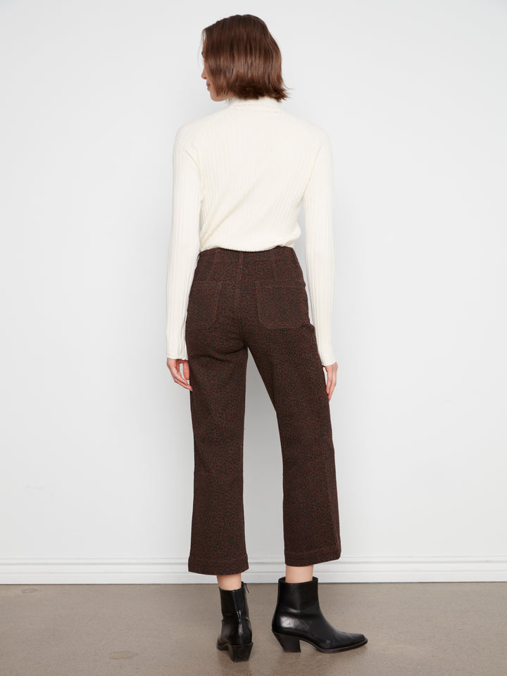 Charlie B Printed Cropped Wide Leg Twill Pants - Leopard