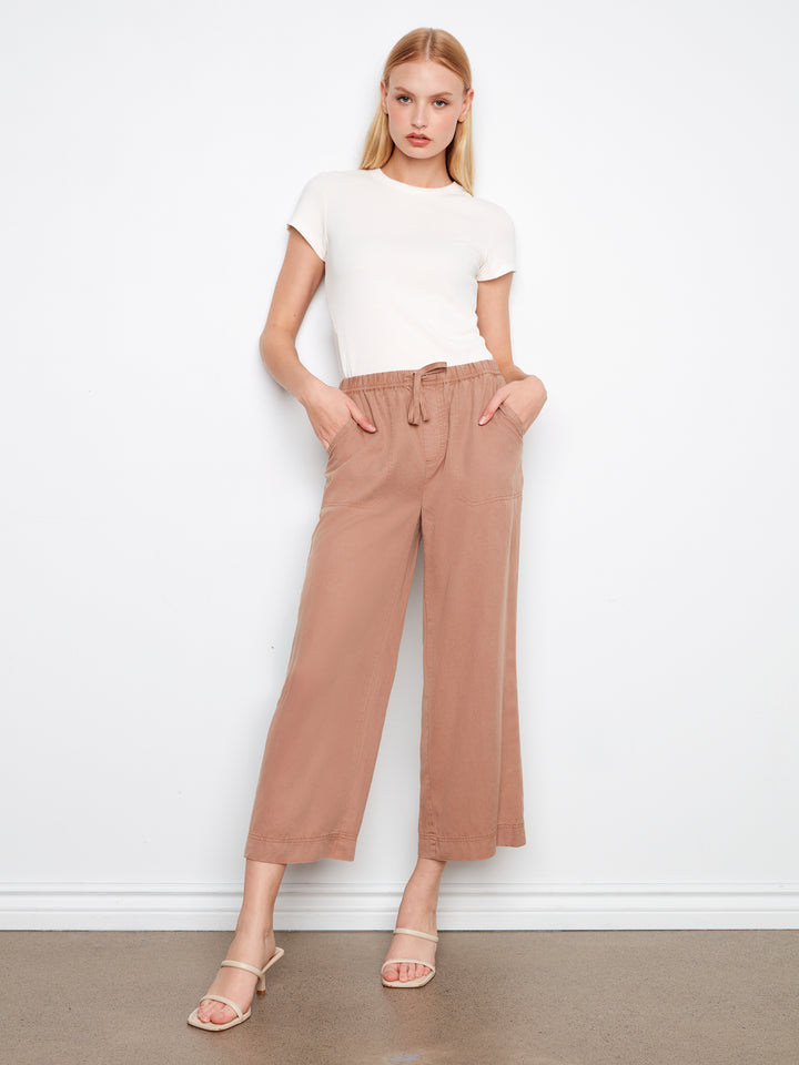 Charlie B Tencel Wide Leg Jogger Pants - Desert