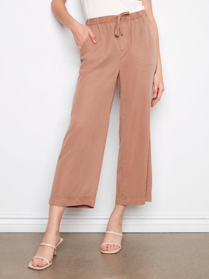 Charlie B Tencel Wide Leg Jogger Pants - Desert