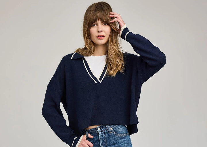 Gentle Fawn Tristan V-Neck Sweater - Navy
