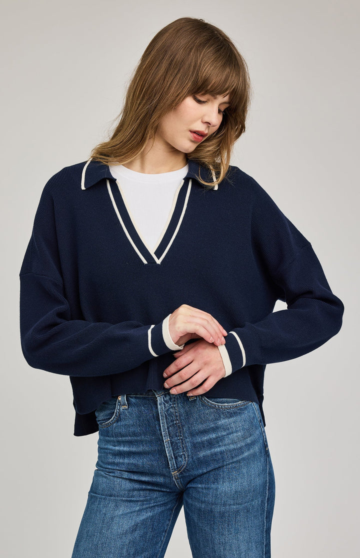 Gentle Fawn Tristan V-Neck Sweater - Navy