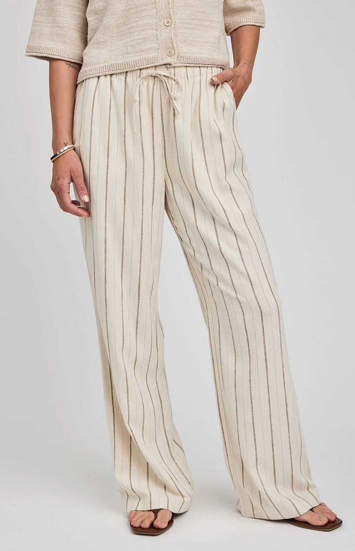 Gentle Finley Linen Pant - Linen Stripe