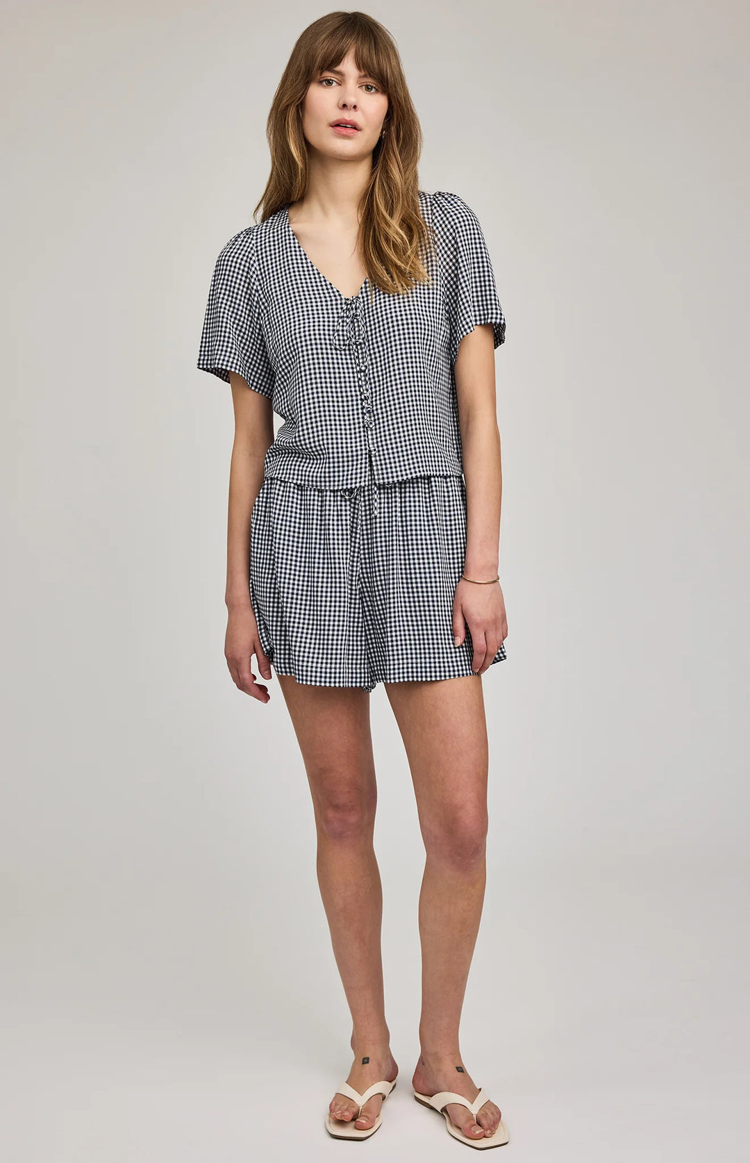 Gentle Fawn Becca Short Sleeve Blouse - Navy Gingham