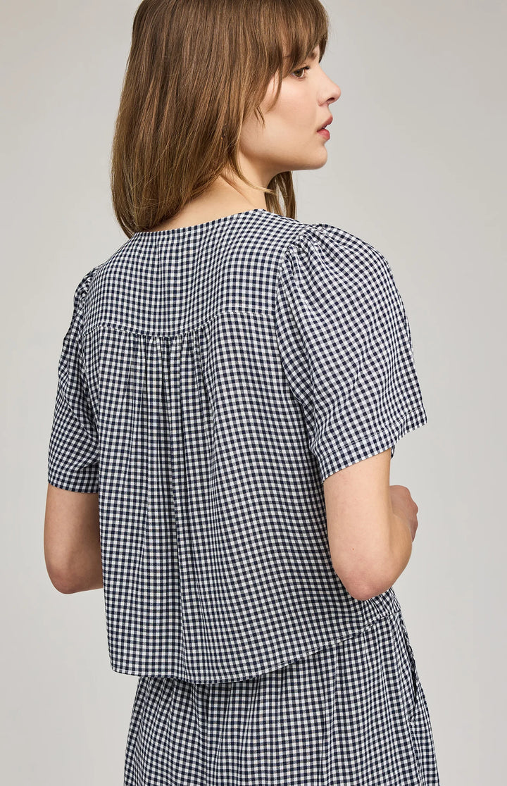 Gentle Fawn Becca Short Sleeve Blouse - Navy Gingham