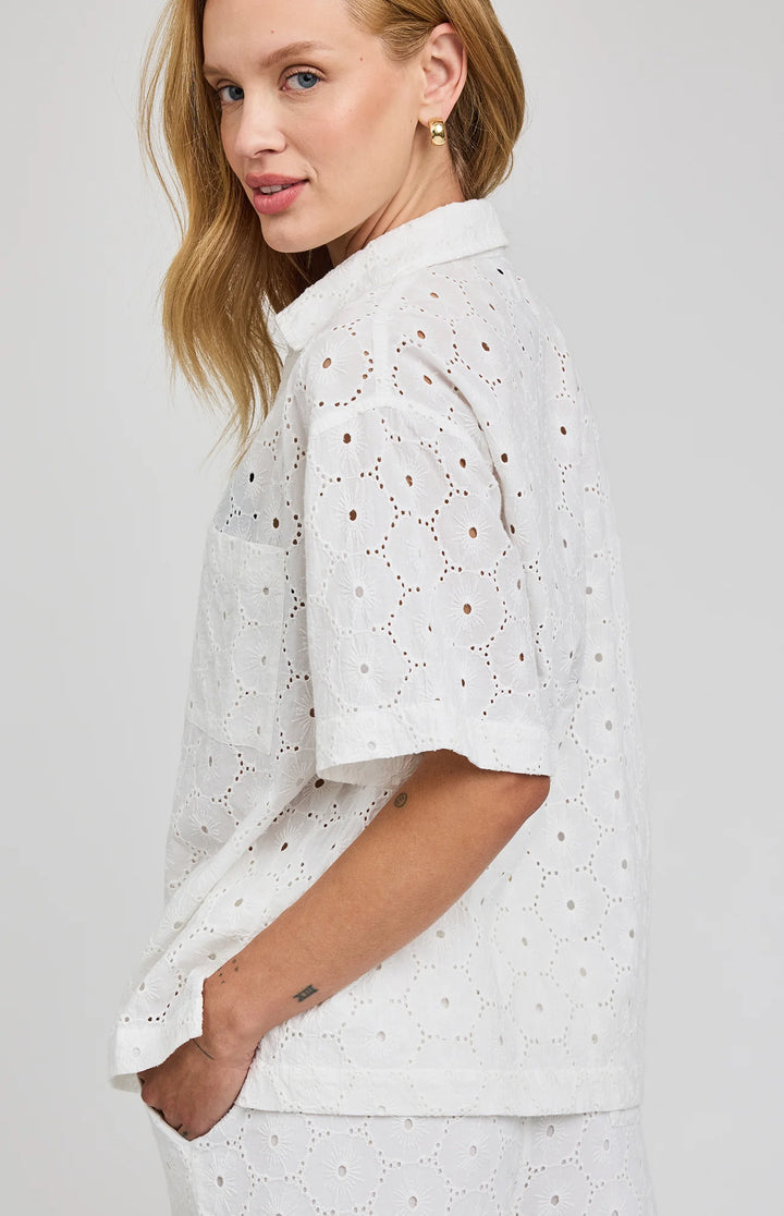 Gentle Fawn Louisa Eyelet Button Down Shirt - White
