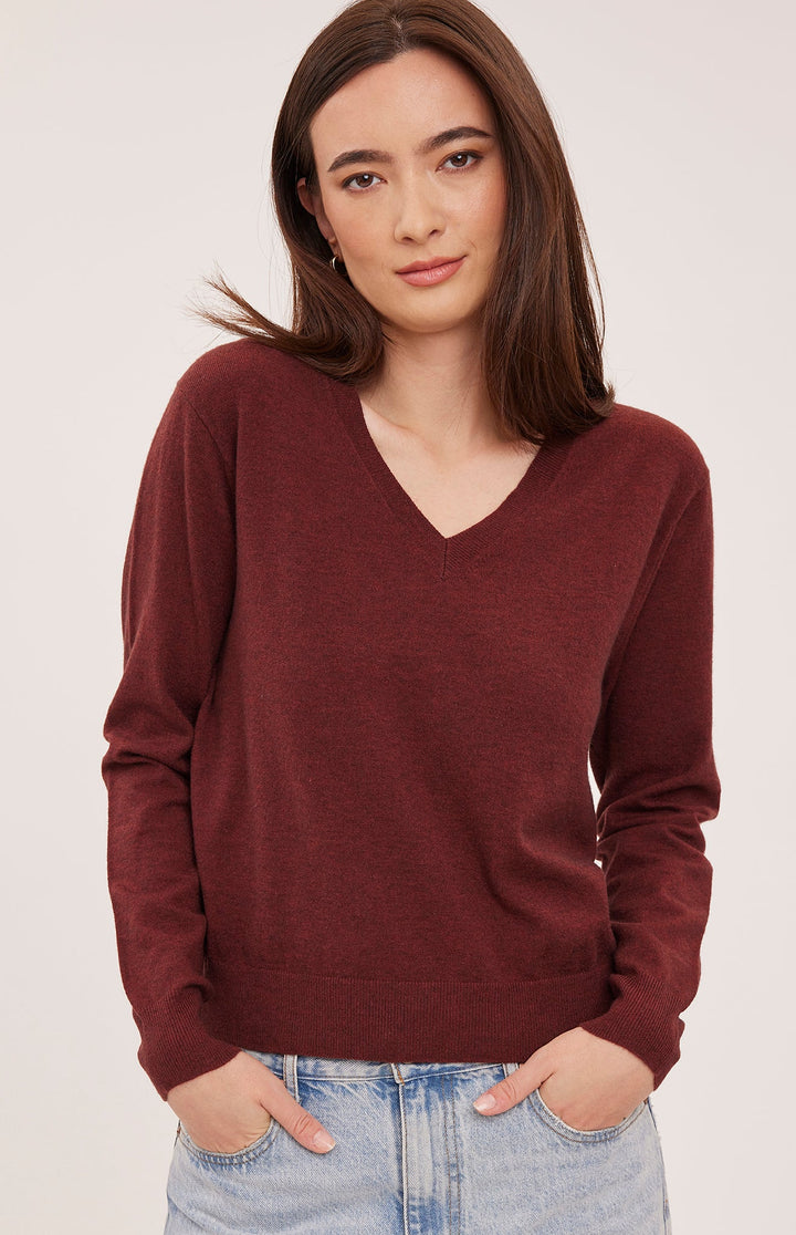 Gentle Fawn Carina V-Neck Pullover (in Bordeaux)