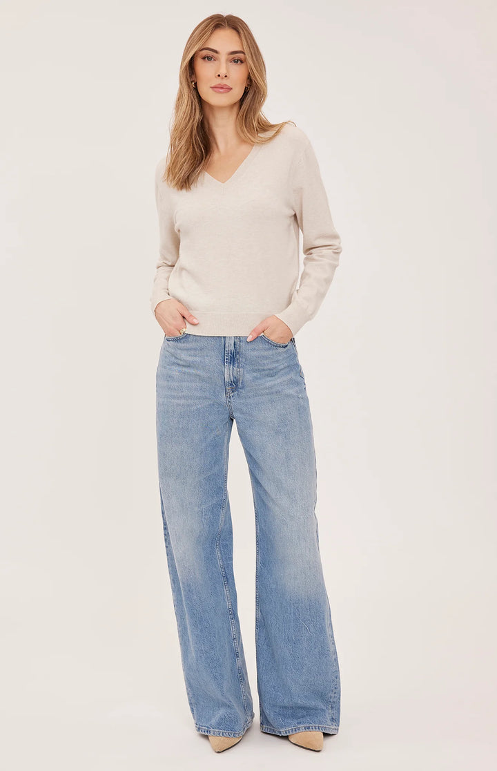 Gentle Fawn Carina V-Neck Pullover (in Heather Cream)