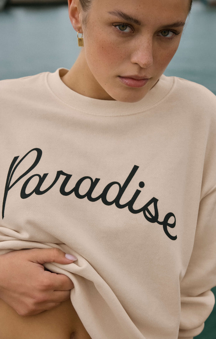 Z SUPPLY Paradise Boyfriend Sweatshirt - Linen