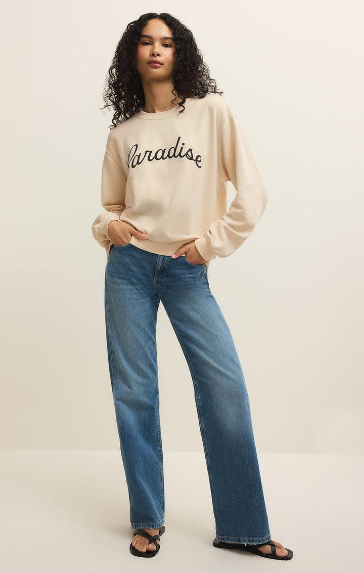 Z SUPPLY Paradise Boyfriend Sweatshirt - Linen
