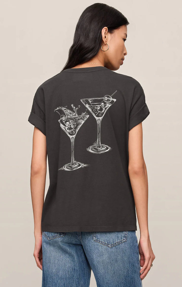 Z SUPPLY Martini Graphic Boyfriend Tee - Black Sand