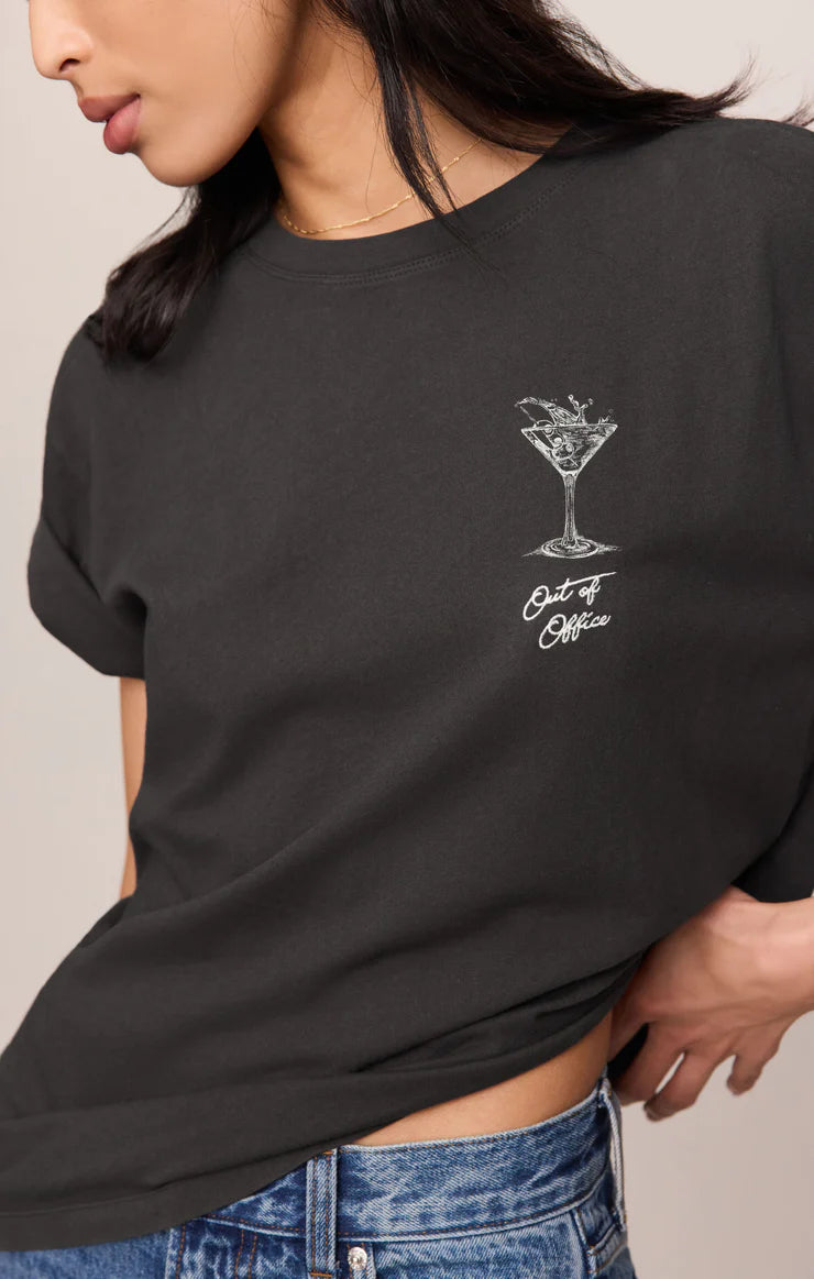 Z SUPPLY Martini Graphic Boyfriend Tee - Black Sand