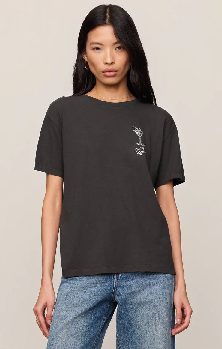 Z SUPPLY Martini Graphic Boyfriend Tee - Black Sand