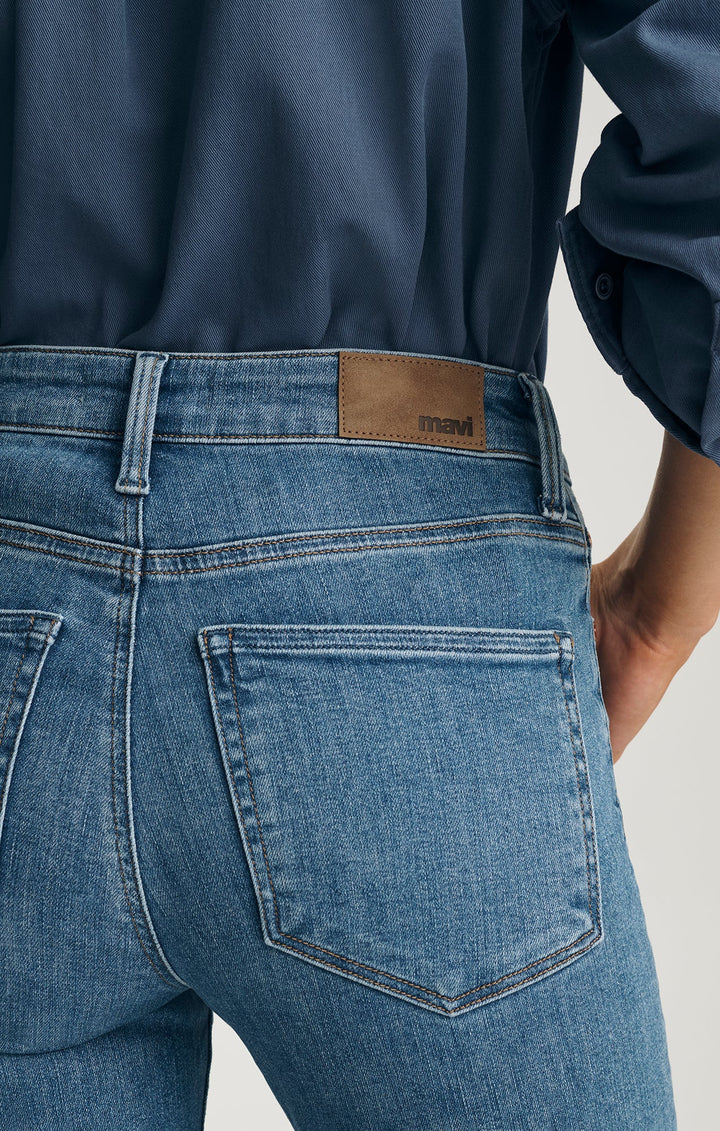 Mavi Kendra Straight Leg Jeans - Mid Brushed Flex Blue