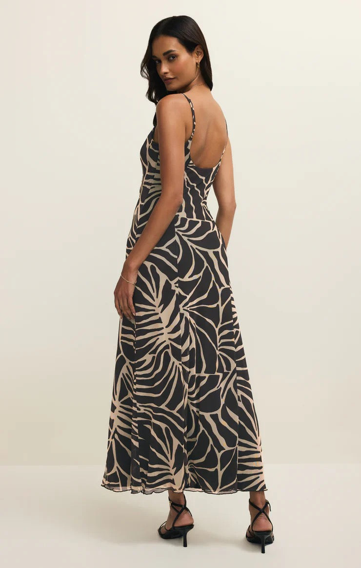 Z SUPPLY Charisma Tova Palm Maxi Dress - Black