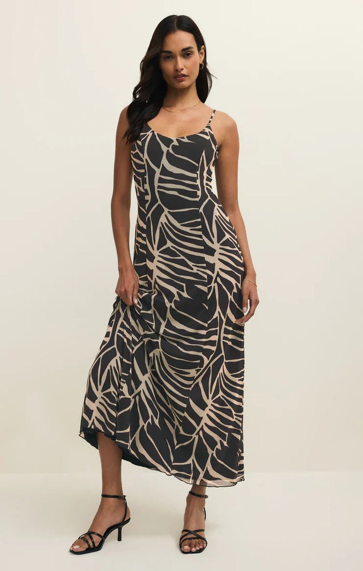 Z SUPPLY Charisma Tova Palm Maxi Dress - Black