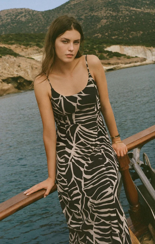 Z SUPPLY Charisma Tova Palm Maxi Dress - Black