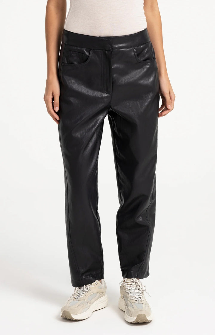 YAYA Faux Leather Carrot Fit Trousers - Black