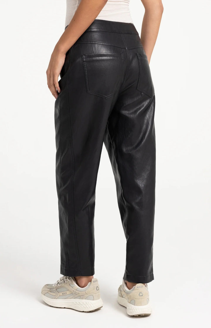 YAYA Faux Leather Carrot Fit Trousers - Black