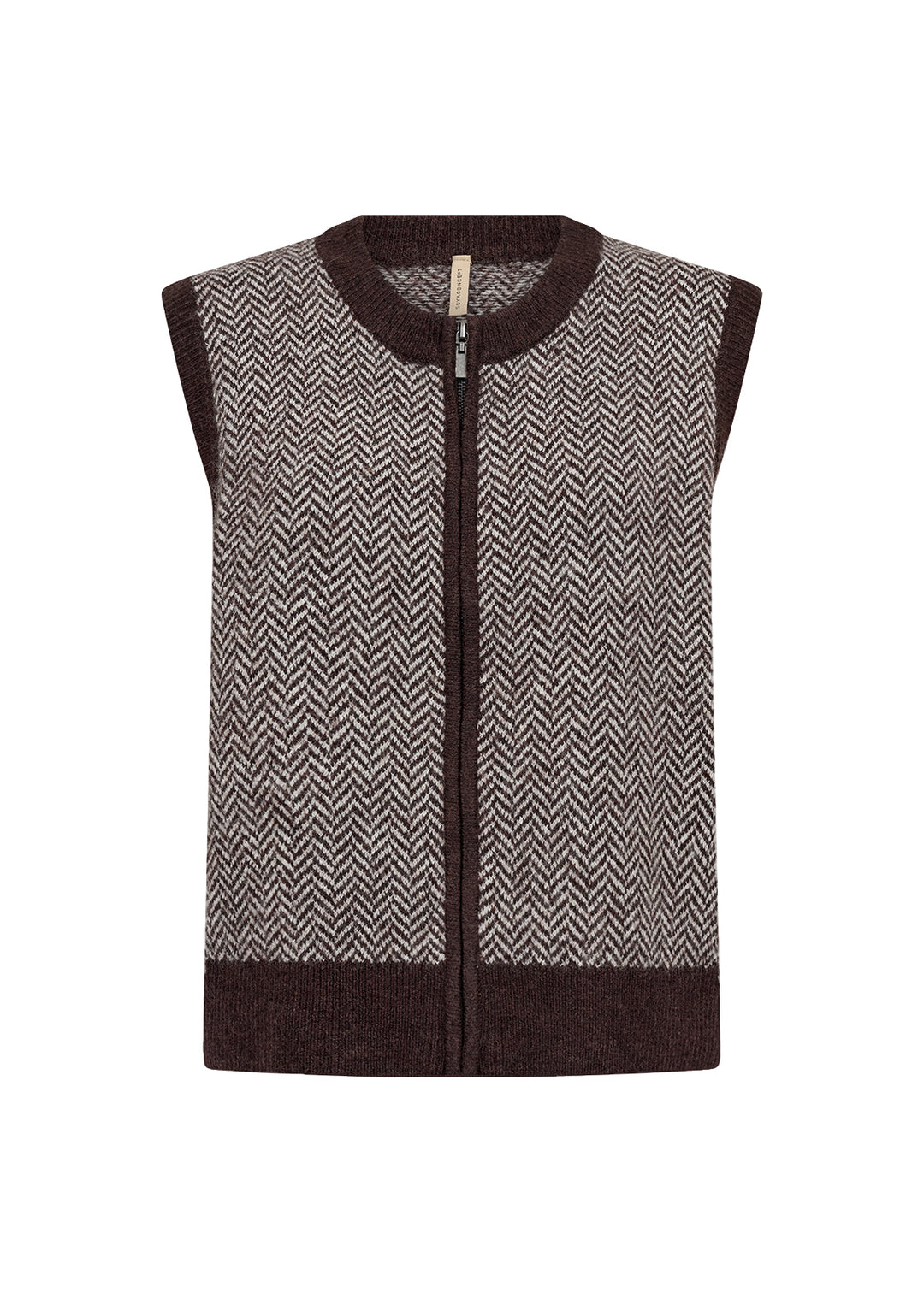 Soyaconcept Zip Up Sweater Vest - Chocolate Plum Melange