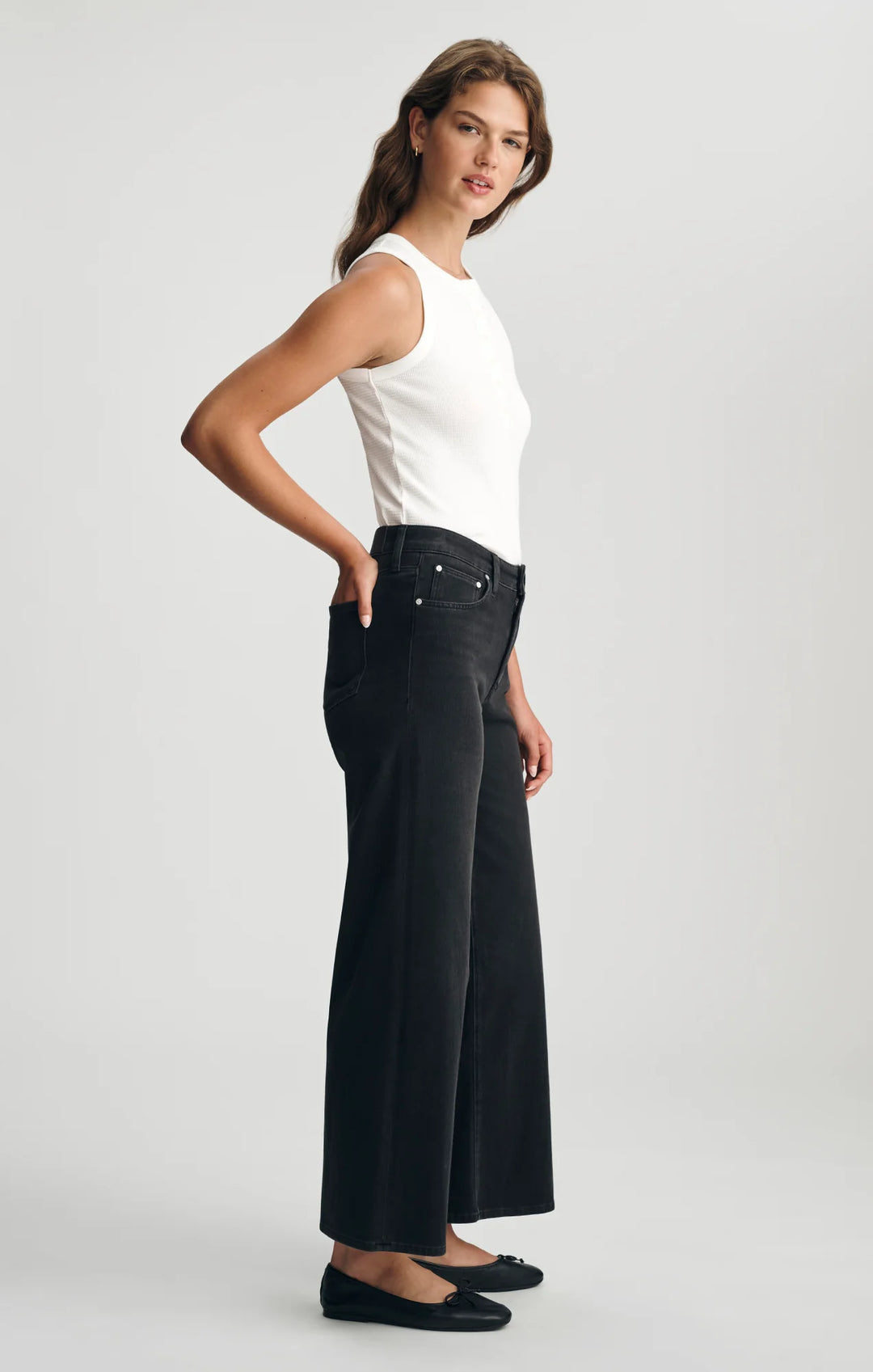 Mavi Paloma Wide Leg Jeans - Dark Smoke Move