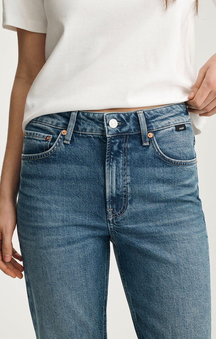 Mavi New York Straight Leg Jeans - Mid Brushed Classic Blue