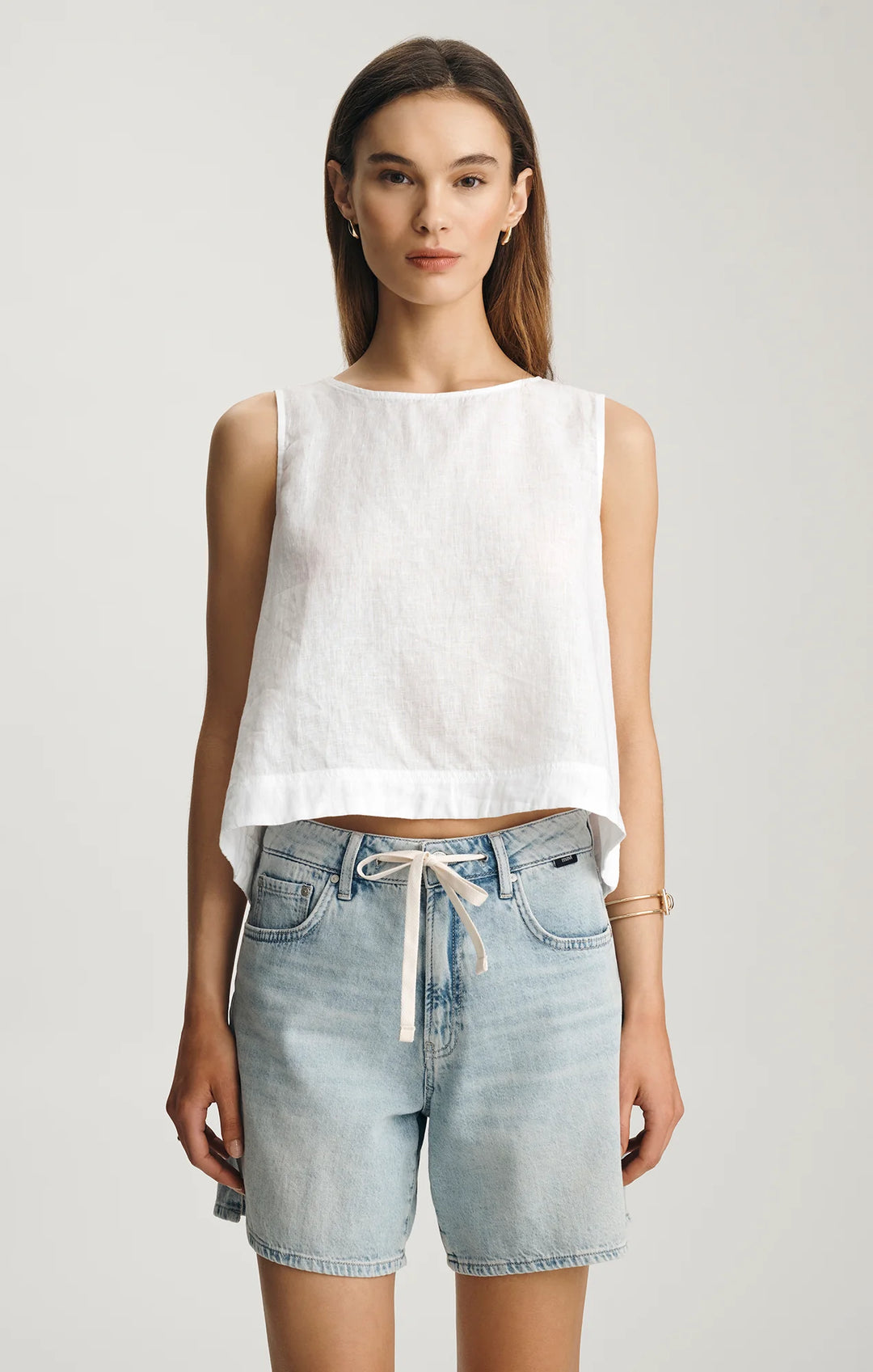 Mavi Nella Relaxed Shorts - Bleached Linen Denim