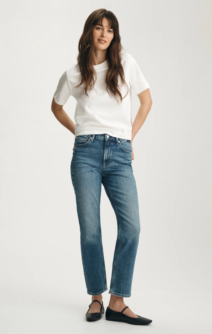 Mavi New York Straight Leg Jeans - Mid Brushed Classic Blue