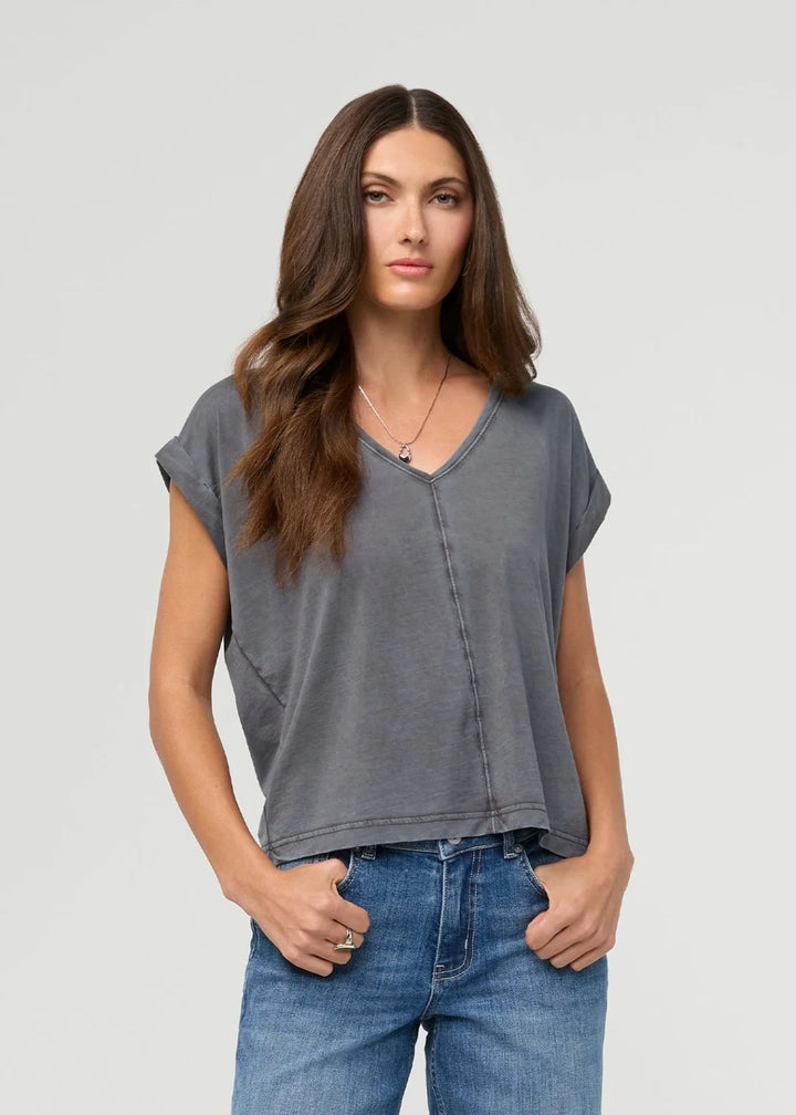 DUER PurePima Dolman V-Neck - Washed Grey
