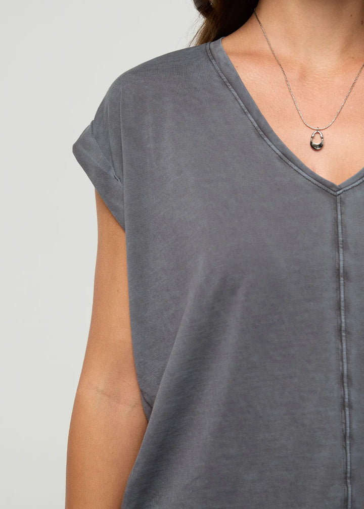 DUER PurePima Dolman V-Neck - Washed Grey