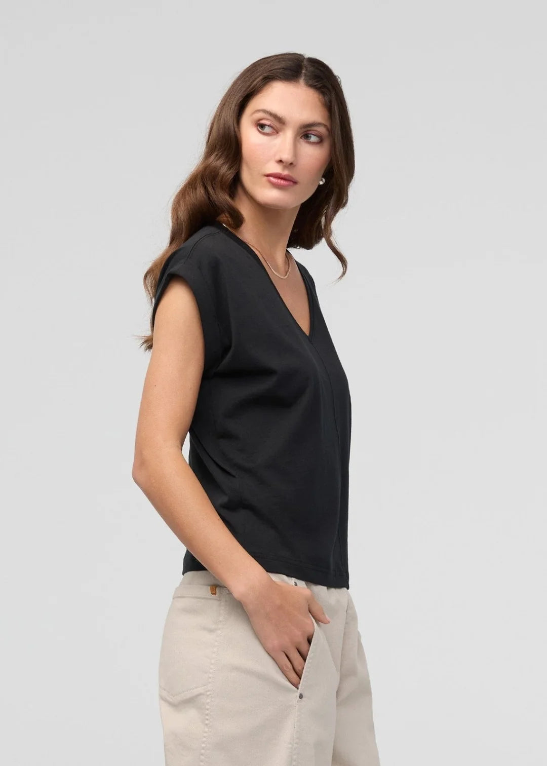 DUER PurePima Dolman V-Neck - Black