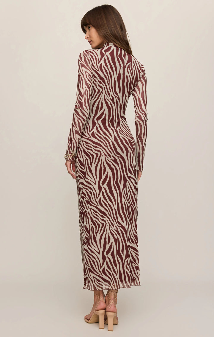 Z SUPPLY Sevilla Zebra Mesh Midi Dress - Velvet Rouge