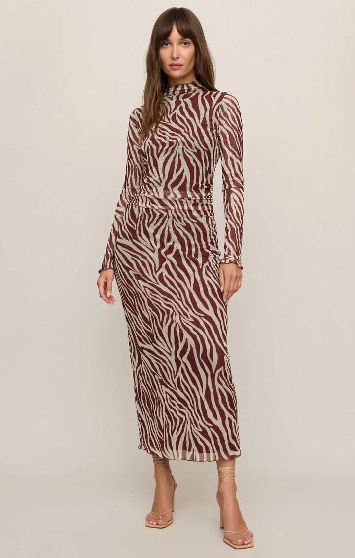 Z SUPPLY Sevilla Zebra Mesh Midi Dress - Velvet Rouge