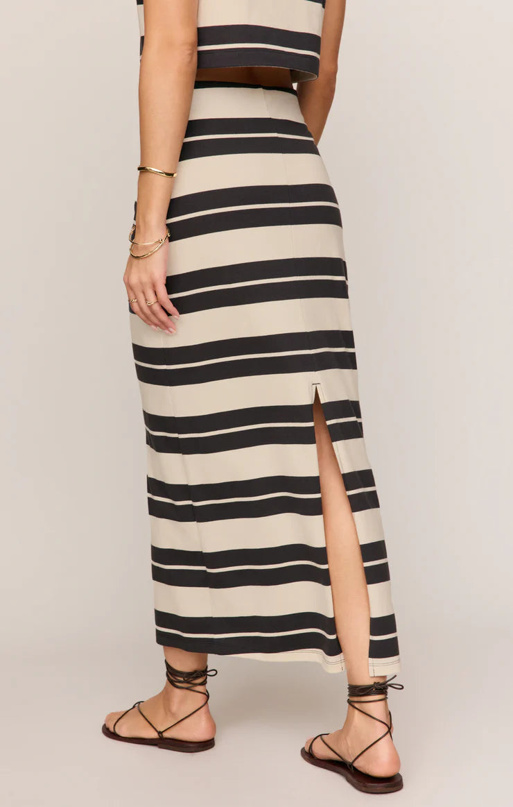 Z SUPPLY Gail Striped Midi Skirt - Ash Black